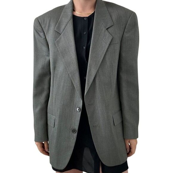 Vintage Christian Dior Mens Gray 100% Wool Sport Coat Oversized Blazer 40R - Picture 1 of 8